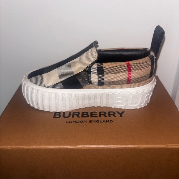 Burberry Other - Burberry Tan Black Check Slip-On Kids Sneaker